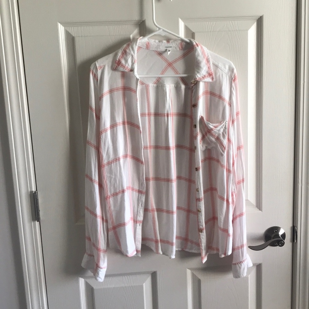 Pink and white woman’s flannel